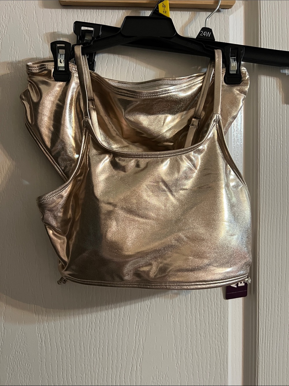 Women's Metallic Gold Crop Tank Top by